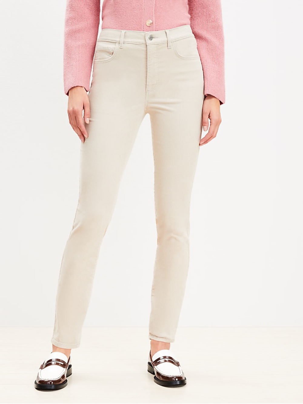NWT LOFT Skinny Corduroy Pants (33P, Pearl)